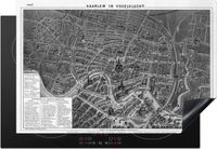 Merkloos KitchenYeah® Inductie beschermer 77x51 cm - Historische stadskaart Haarlem - Zwart Wit