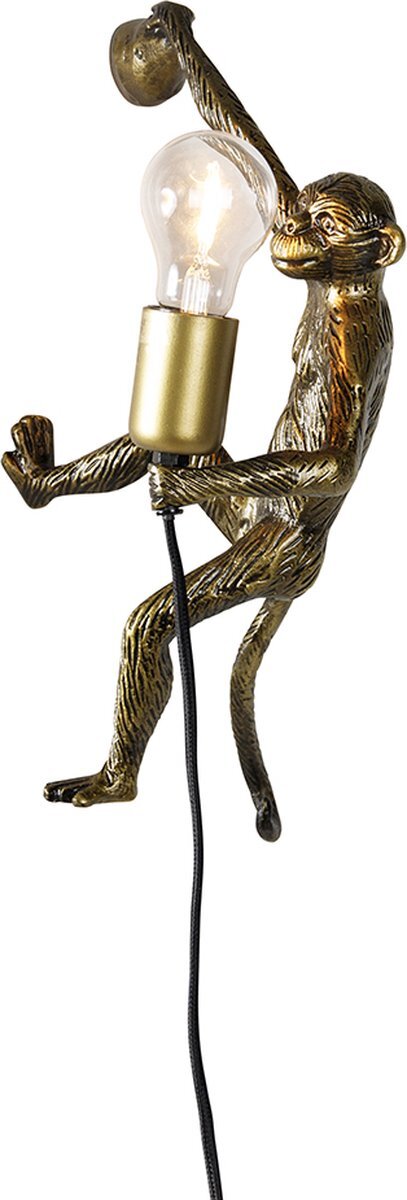 QAZQA animal monkey - Klassieke Wandlamp voor binnen - 1 lichts - D 17 cm - Goud/messing - Woonkamer | Slaapkamer | Keuken