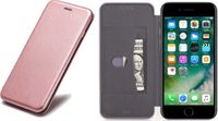 iCall Apple iPhone 7 Plus - Lederen Wallet Hoesje Roze / Roségoud met Siliconen Houder