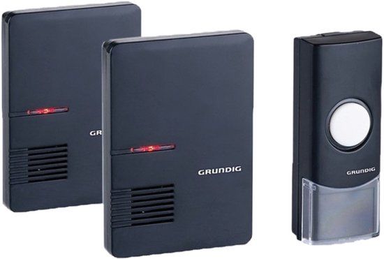 Grundig Draadloze Deurbel Set - 2 Ontvangers + LED - Zwart