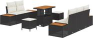 vidaXL Banc de jardin - Ensemble - 8 - pièces - Noir - poly - rotin