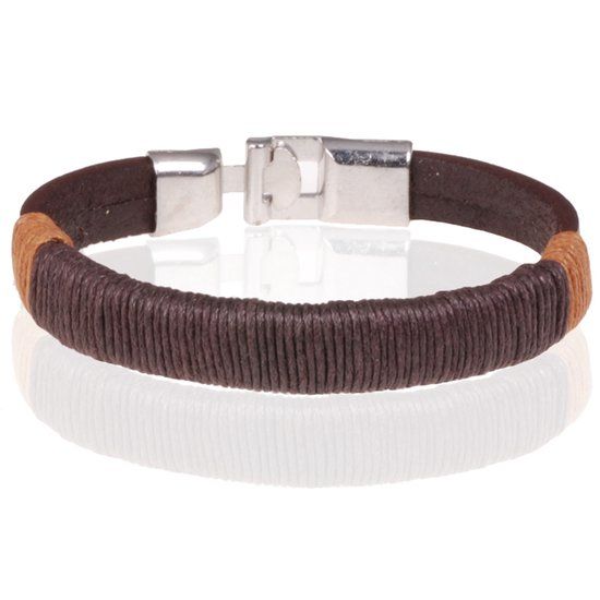 LGT JWLS Bali Armband heren Bruin leer met Touw