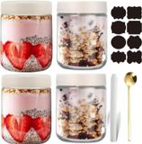 oCreon Voorraadpot - Set van 4 - 500 ml - Glas - Lekvrij - Herbruikbaar - Wit