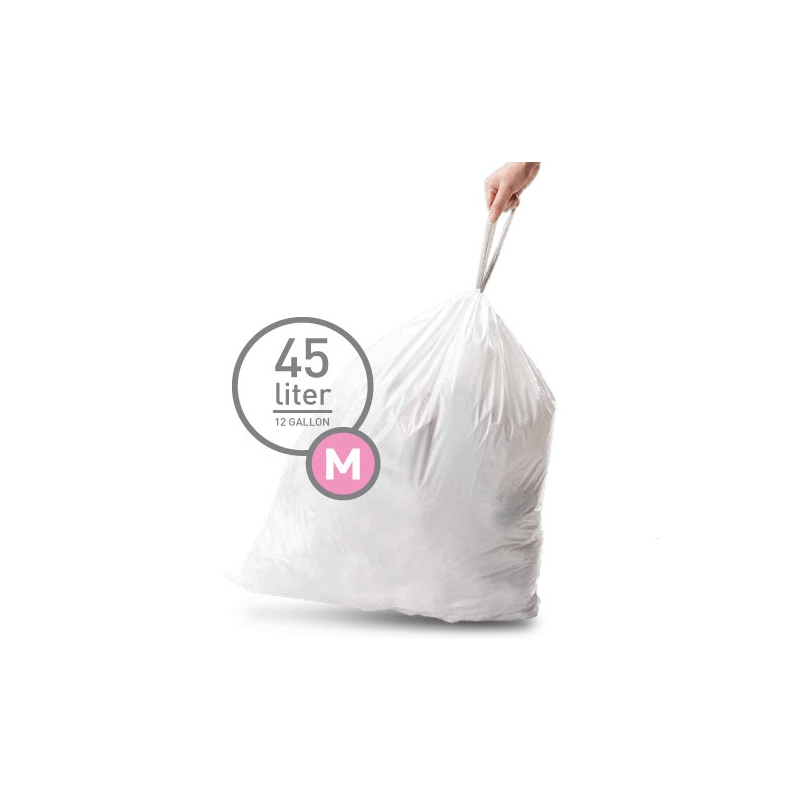 simplehuman Code M Afvalzak 45 L Set van 3 x 20 - Wit