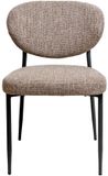 Giga Meubel Eetkamerstoel Vajèn Taupe – Chenille – Zwart Metalen Onderstel - Set van 2