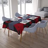 Bonamaison Tafelkleed, Anti-Mold, Sneldrogend, Waterdicht, 100% Polyester Tafellaken, rood Zwart, 140 x 200 Cm
