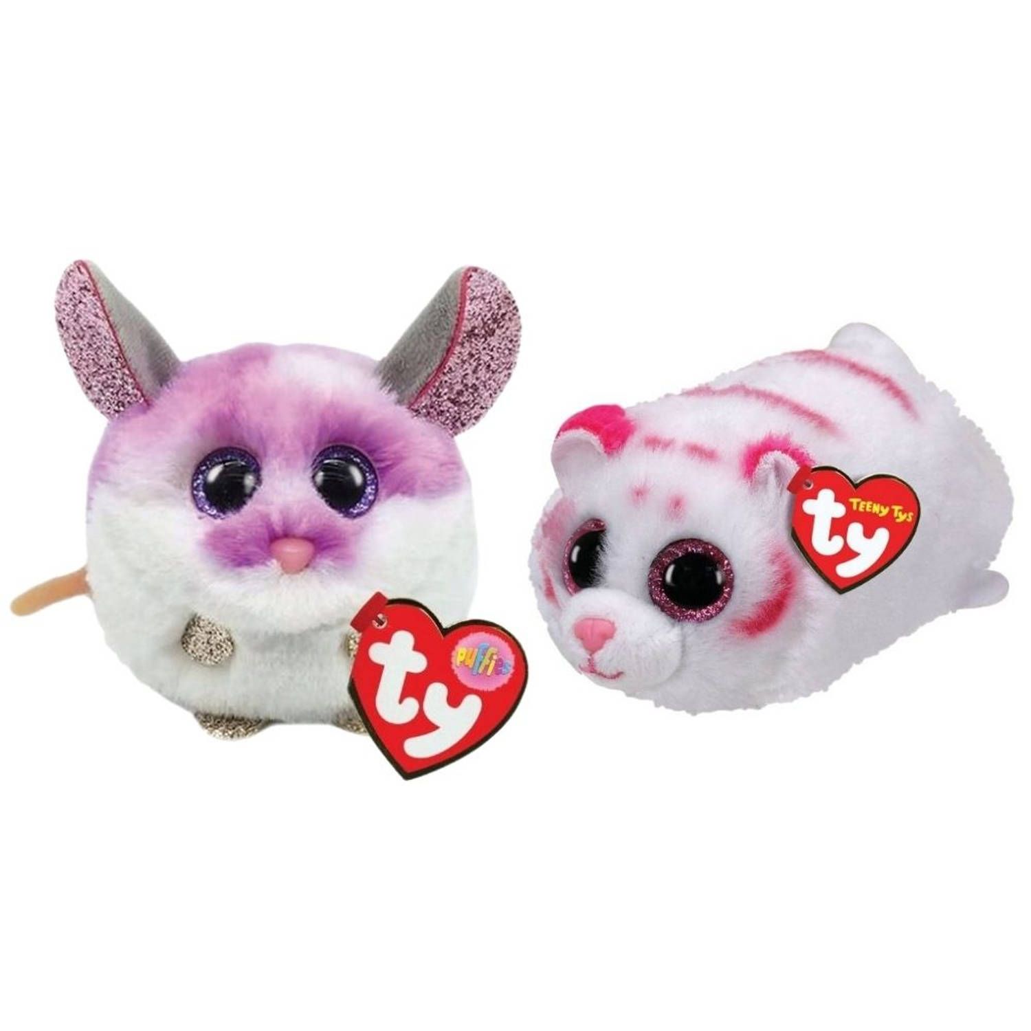 TY - Knuffel - Teeny Puffies - Colby Mouse & Tabor Tiger