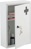 Merkloos Relaxdays medicijnkastje, afsluitbaar, 2 vakken, apothekerskast, 32 x 21,5 x 8 cm, wit