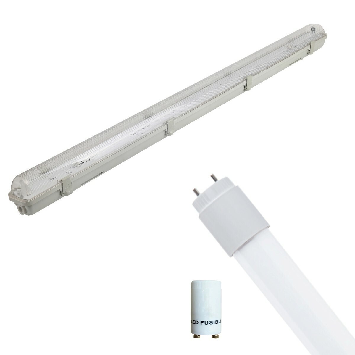 BES LED LED TL Armatuur met T8 Buis Incl. Starter - Aigi Hari - 150cm Enkel - 22W - Natuurlijk Wit 4200K - Waterdicht IP65