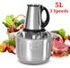 Machine à viande électrique 5 litres - Robot de cuisine - Moteur 500W - 3 vitesses - Bol en Inox - Hachoir multifonction - Coupe-légumes