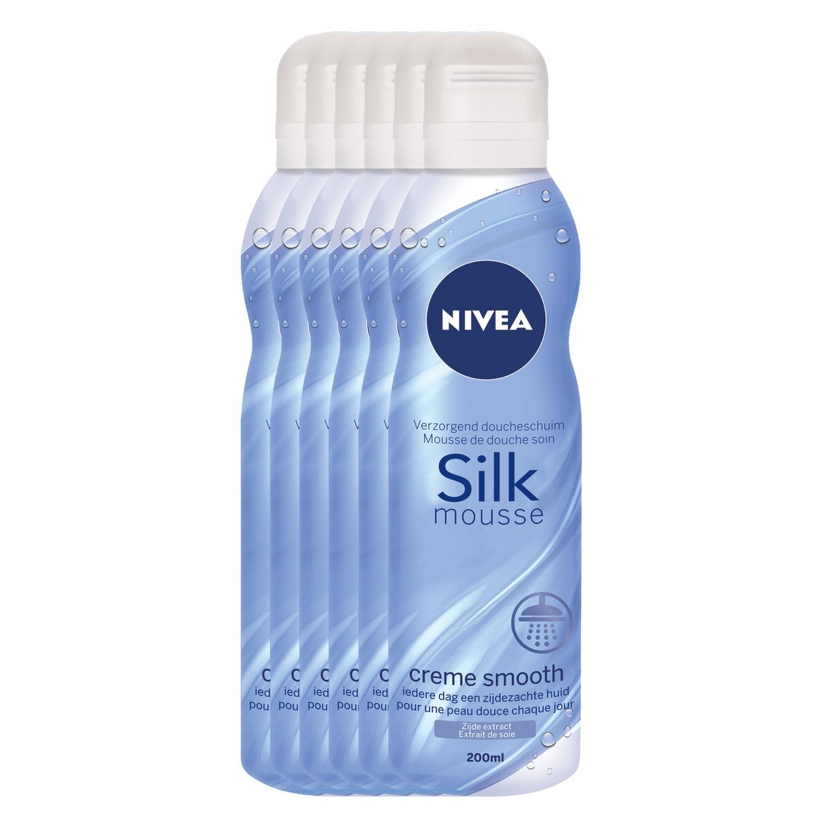 Nivea Shower Silk Mousse Creme Smooth 6 X 200ml voordeelpakket