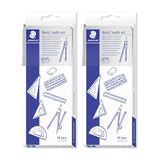 STAEDTLER Geometrieset in metalen etui – 20-delig tekenset met passer en accessoires – Schoolset met liniaal, driehoeken en sjabloon – Compleet wiskundeset voor nauwkeurig werk