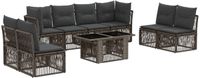vidaXL Tuinbank Set 9 stuks Grijs Poly rattan