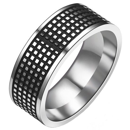 LGT JWLS Stalen mannen ring Grid 8mm-17mm