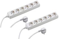 Meister Tido 7430480 Stekkerdoos, 6-voudig, set van 2, 5 m kabel, wit