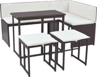 vidaXL 5-delige tuinset, staal, polyrotan, bruin