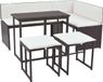 vidaXL 5-delige tuinset, staal, polyrotan, bruin