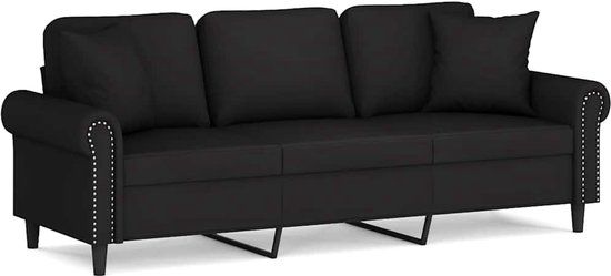 vidaXL Driezitsbank met sierkussens 180 cm fluweel zwart