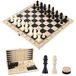 Jeu d'échecs 3-en-1 Plateau d'échecs Plateau de dames Plateau de backgammon - 29 x 29 cm - Bois - Pliable