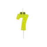 Homéa Mini-verjaardagskaars cijfer 7 H 5 cm lichtgroen