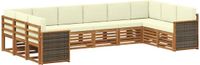 vidaXL - Hoek loungeset - Acacia hout - Natuurlijk en crème