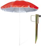 Parasol met metalen grondharing van 45 cm - rood - polyester - Dia 150 cm - verstelbaar - Tuin - Strand - Camping - UV straling bestendig