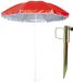Parasol met metalen grondharing van 45 cm - rood - polyester - Dia 150 cm - verstelbaar - Tuin - Strand - Camping - UV straling bestendig