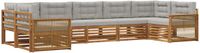 vidaXL - Hoek loungeset - 7 zitplekken - Naturel en lichtgrijs - Massief Acacia Hout