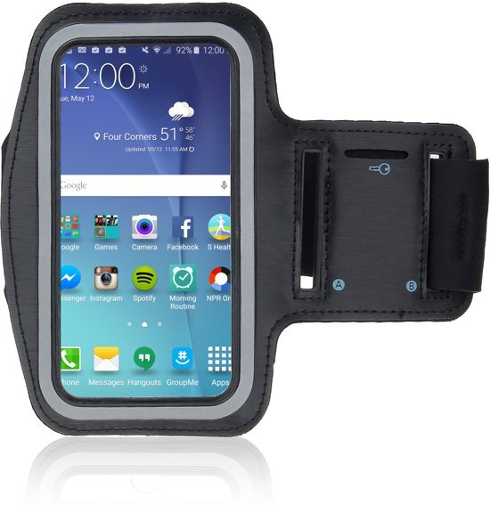 Mmobiel Sport / Hardloop armband ZWART voor Samsung S9 / S8 / S7 / S6 edge /S5 Neo / A5 / A3 / J5 / J3 Spatwatervrij Reflecterend Neopreen Comfortabel Verstelbaar Koptelefoon Aansluitruimte en Sleutelhouder