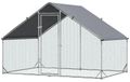Clôture de jardin pour poules - Poulailler 300x200x200 cm - Cadre en Inox - Couverture étanche - Grillage hexagonal - Argent
