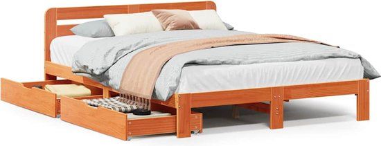 vidaXL Bedframe zonder matras massief grenenhout wasbruin 160x200 cm