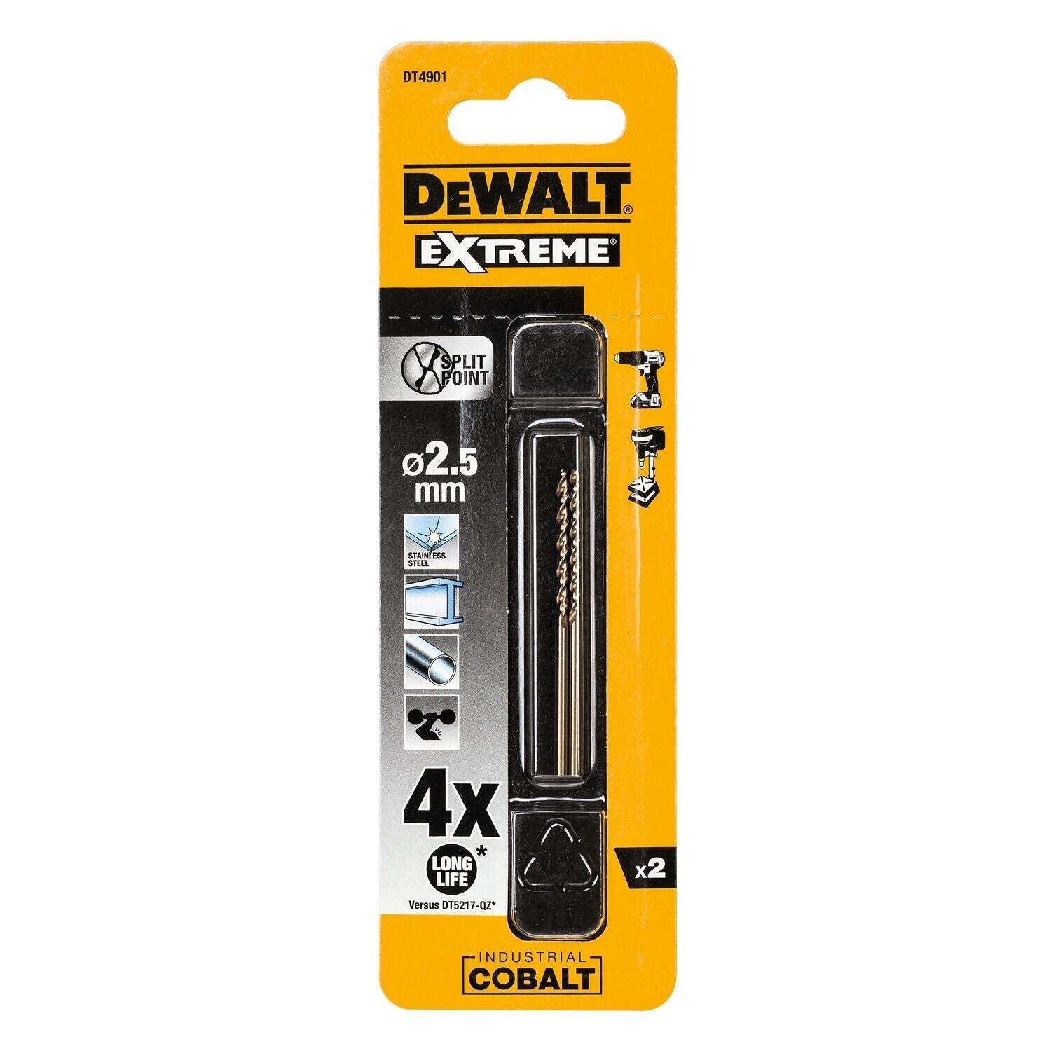 DeWALT DT4901 Industrial Cobalt Boor HSS 2.5mm 2 stuks