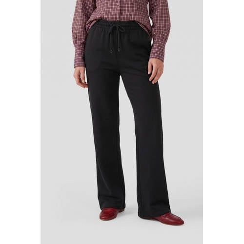 Anytime fleece wide leg joggingbroek zwart