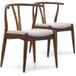 Vs Venta-stock Lot de 2 chaises Rustic en bois de caoutchouc massif couleur noyer