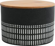 Spirella Badkamer Opbergdoos – Bamboe Opbergbox voor Wattenschijfjes en Wattenstaafjes – Polyresin en Bamboe – Donkergrijs en Wit – 11 x 7,5 cm