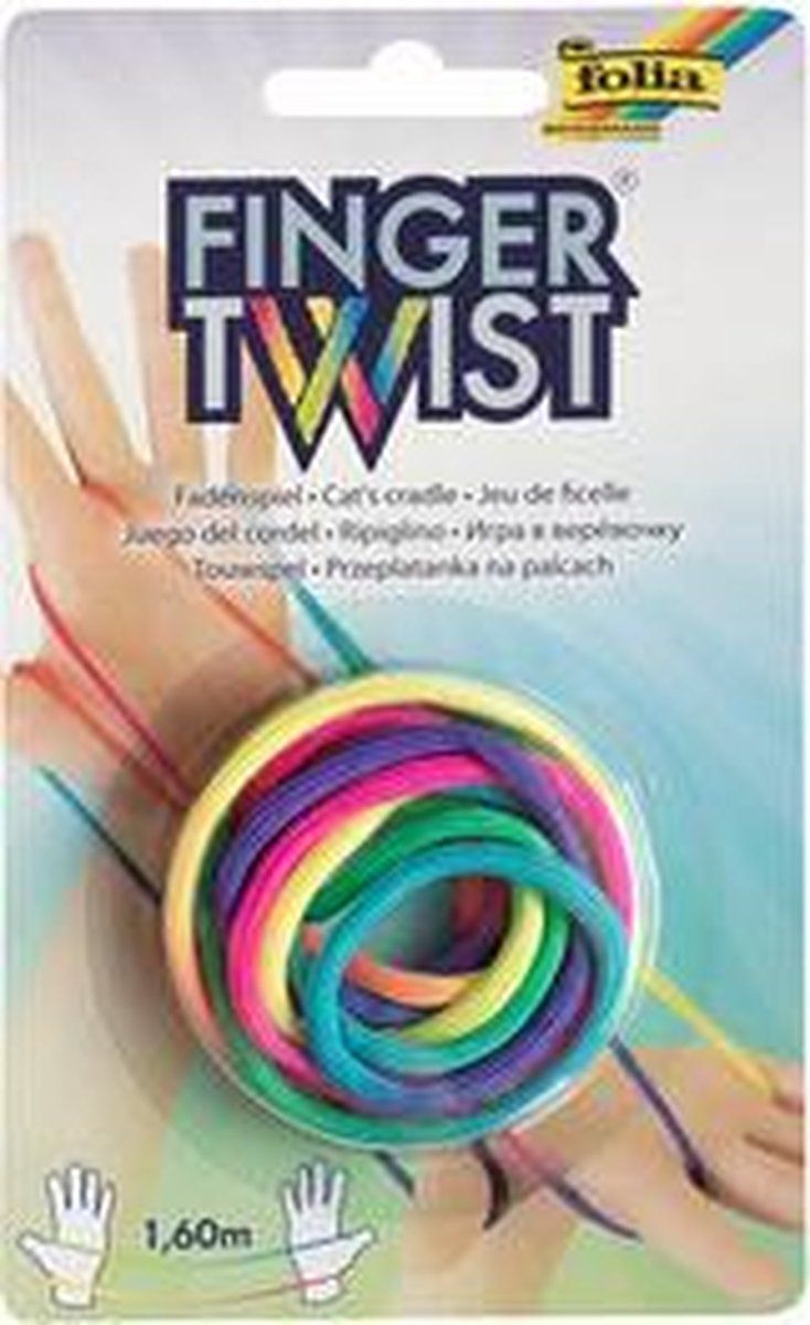 Folia draad 'FingerTwist' - 160 cm - regenboogkleurig - wit