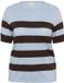 KAFFE Curve Gestreepte Korte Mouwen Trui Dames Lizzy Blauw Fog / Bruin Breed Gestreept Katoen L