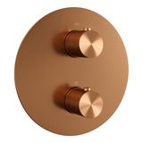 Brauer Copper Carving - 3 Weg - Inbouwthermostaat - Rond - In/afbouwdelen - Koper Geborsteld PVD