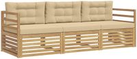 vidaXL - Buiten - bank - set - 3 - st - Wit - en - Beige - Polyester
