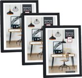 Zep Fotolijst - 3x stuks - zwart - 26 x 21 x 2 cm - kunststof - voor foto van 20 x 25 cm - staand of hangend