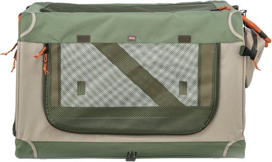 Trixie Kennel Comfy Bench Stof/Reismand - Olijfgroen/Beige - 52x85,5x49,5 cm