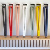 Sotech F-vormige tafelpoot, hoogte 464 mm, geel conisch verstelbaar van 70 tot 40 mm met klemschroef (zonder boren) voor salontafel, salontafel, bank