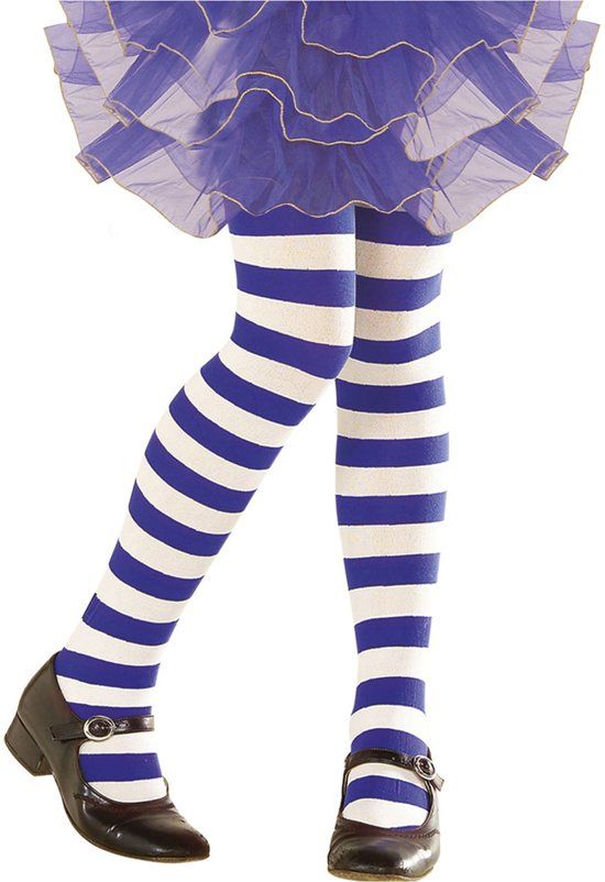 Generik Wit met blauw gestreepte legging voor kinderen - Verkleedattribuut