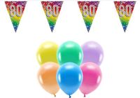 Boland Party - 80e jaar verjaardag feestartikelen - versiering - 100x ballonnen - 2x leeftijd vlaggetjes