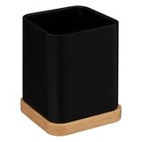 FIVE 5Five tandenborstelhouder/organizer - zwart - 10 x 8 cm - bamboe - vierkant