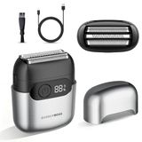 BarberBoss Foliescheerapparaat voor Heren, Compact Elektrisch Scheerapparaat, Zwevende Roestvrijstalen Foliebladen, QR-2752 (Metallic Grijs)