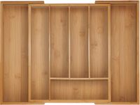 Merkloos Relaxdays bestekbak - uitschuifbaar - 5 - 7 vakken - 5 x 28-44,5 x 33,5 cm - bamboe