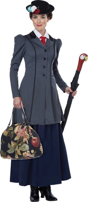 Vegaoo - Engels kindermeisje kostuum voor dames - Blauw - XL - Volledig verkleedpak