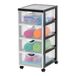 Iris Ohyama, Tour, Commode, Organiseur de rangement en plastique avec poignée ergonomique, 4L, 4 tiroirs, avec roulettes, sans BPA, Bureau, Chambre, Salon, DDDC-004, noir
