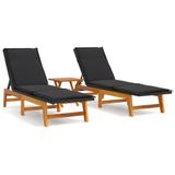 VidaXL Tuinstoel Terras Gecapitonneerde zitting Acaciahout Zwart, Bruin